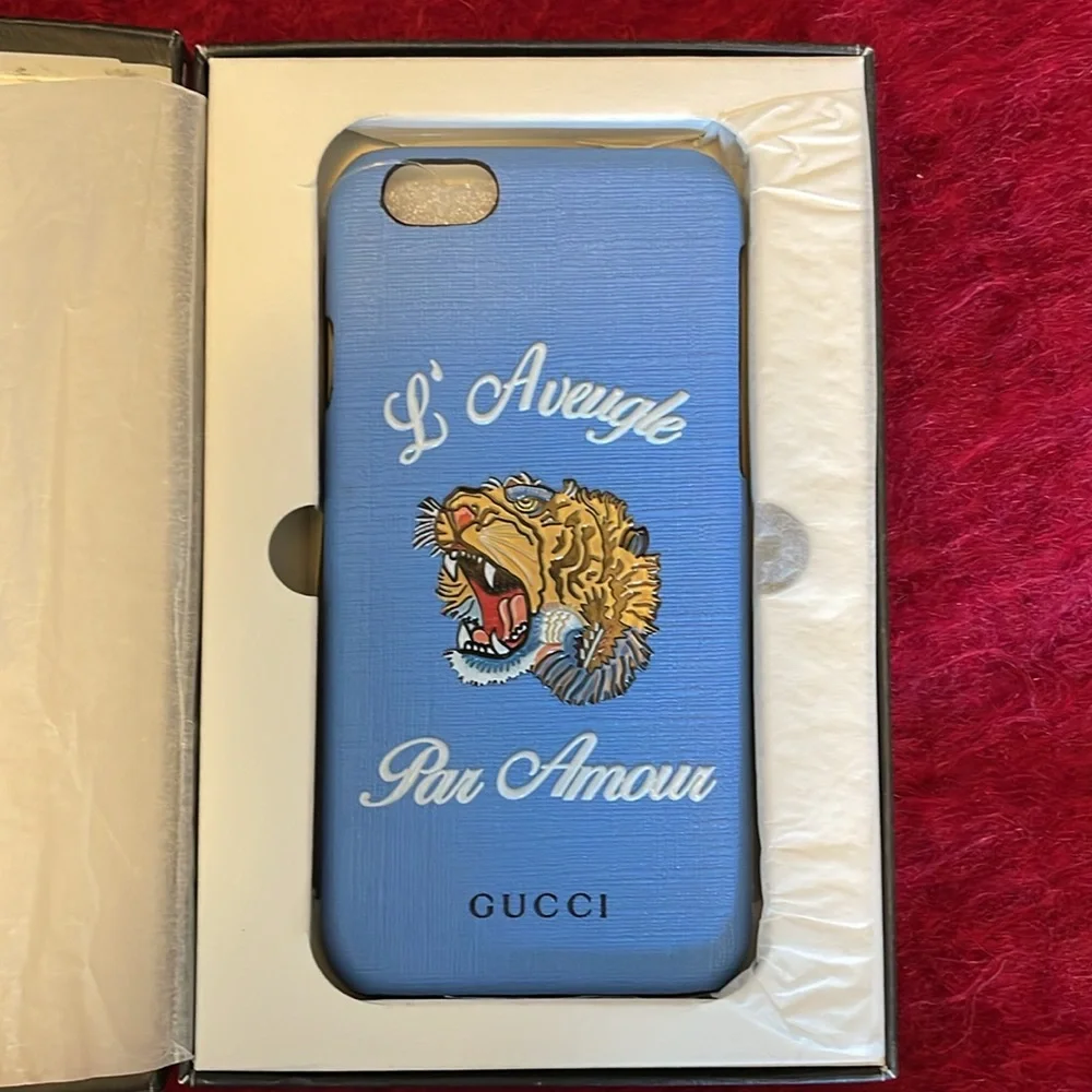 AUTHENTIC GUCCI LIMITED EDITION SUPREME L'AVEUGLE PAR AMOUR BLUE IPHONE 7 CASE
